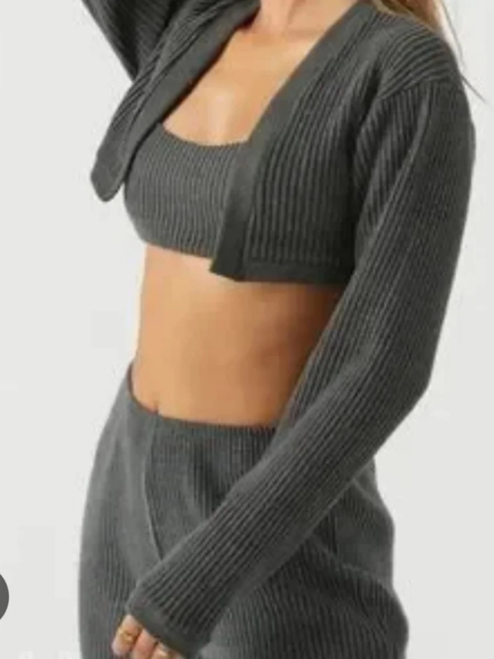 Joah Brown Luxe Knit Bolero Shrug in Charcoal